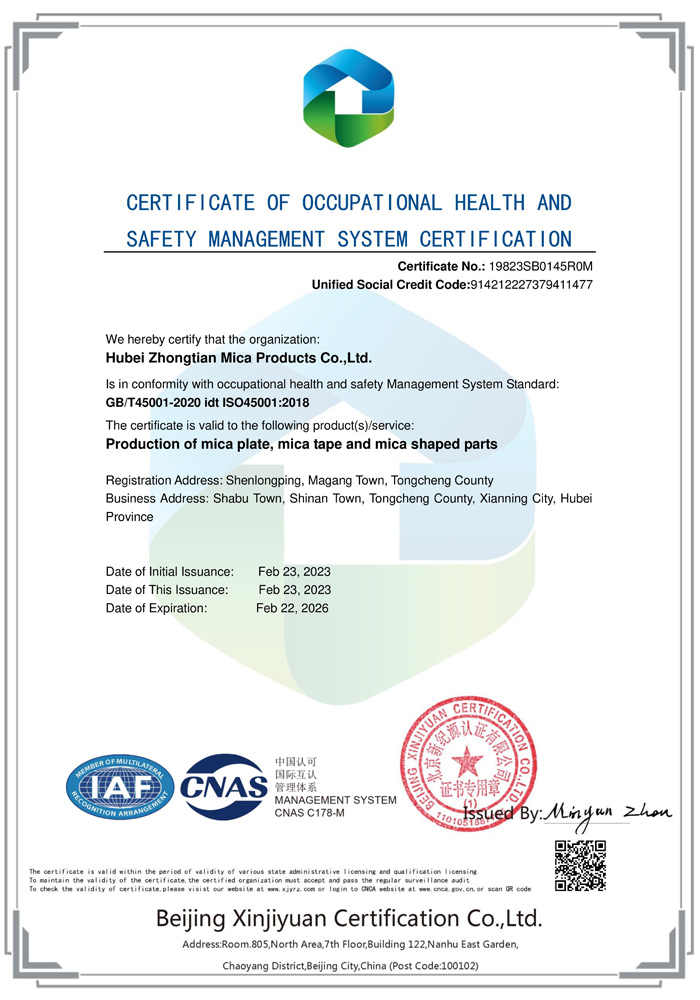 CERTIFICATE 0F 0CCUPAT 10NAL HEALTH AND SAFETY MANAGEMENT SYSTEM CERTIFICAT ION .